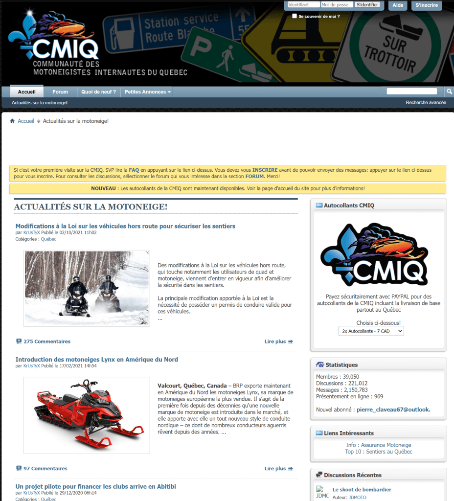 Site de la CMIQ en 2022
