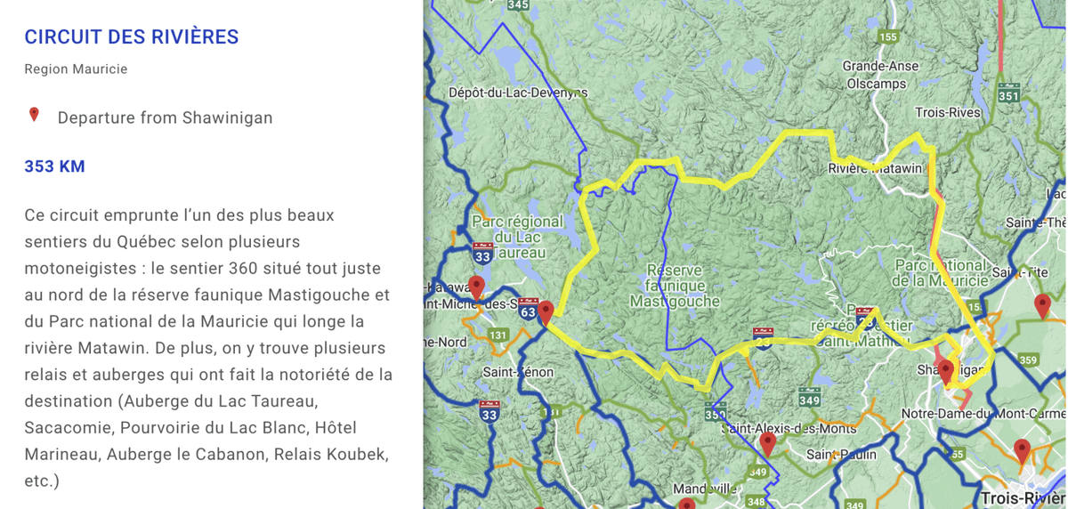 Circuit des Rivières dans le Pays de la motoneige