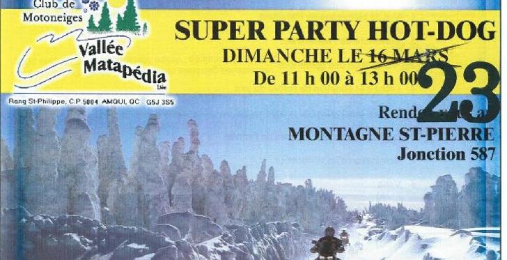 Le Super Party Hot-dig du Club de Motoneigistes de la Vallée de la Matapédia se tiendra ce dimanche 23 mars
