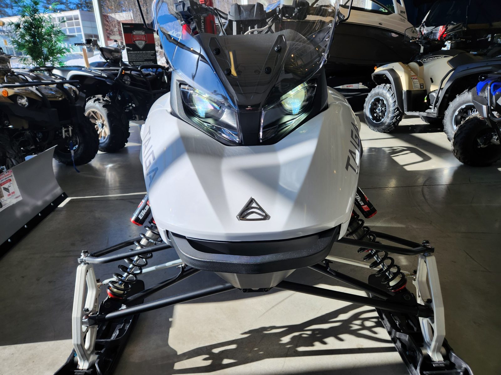 front view of a taïga electric snowmobile