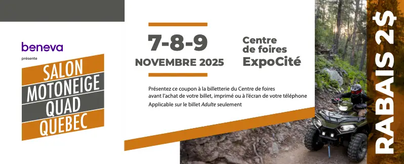 Coupon Rabais - Salon de la motoneige et du quad de Québec 2025
