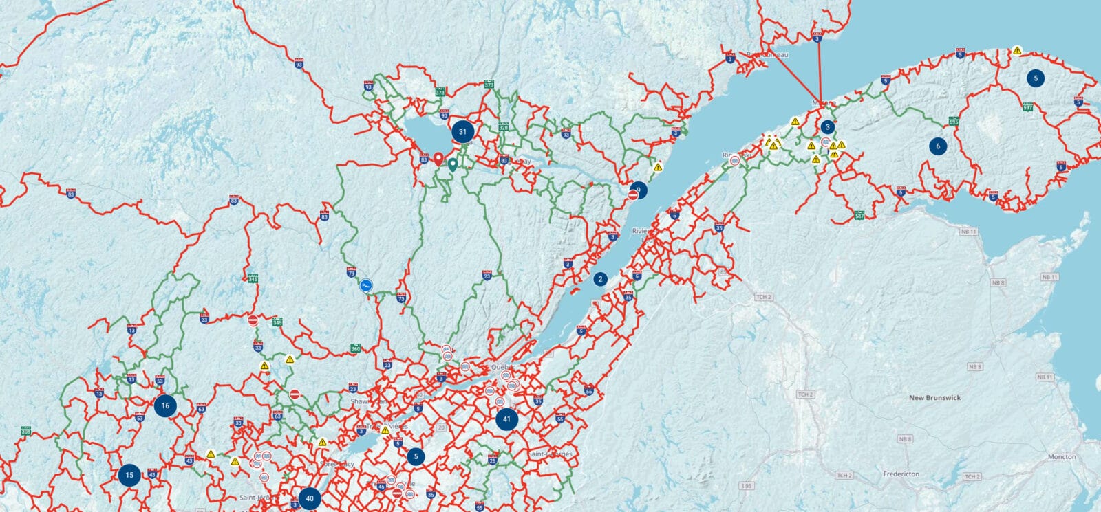 Status des sentiers au 15 décembre 2025