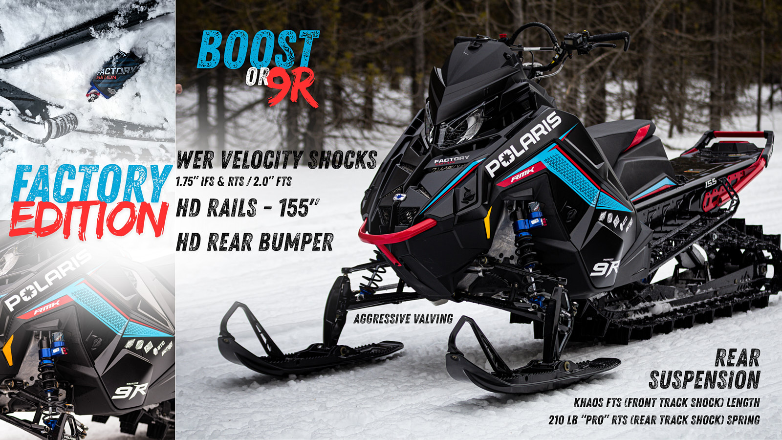 Polaris 9R RMK 2027 Factory Edition en action au SnowShoot